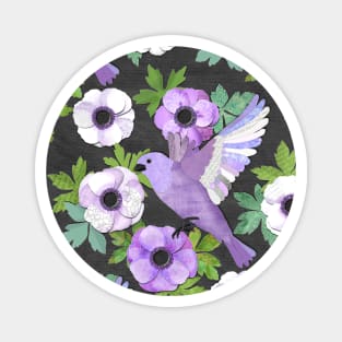 Purple Paper Anemone Collage Magnet